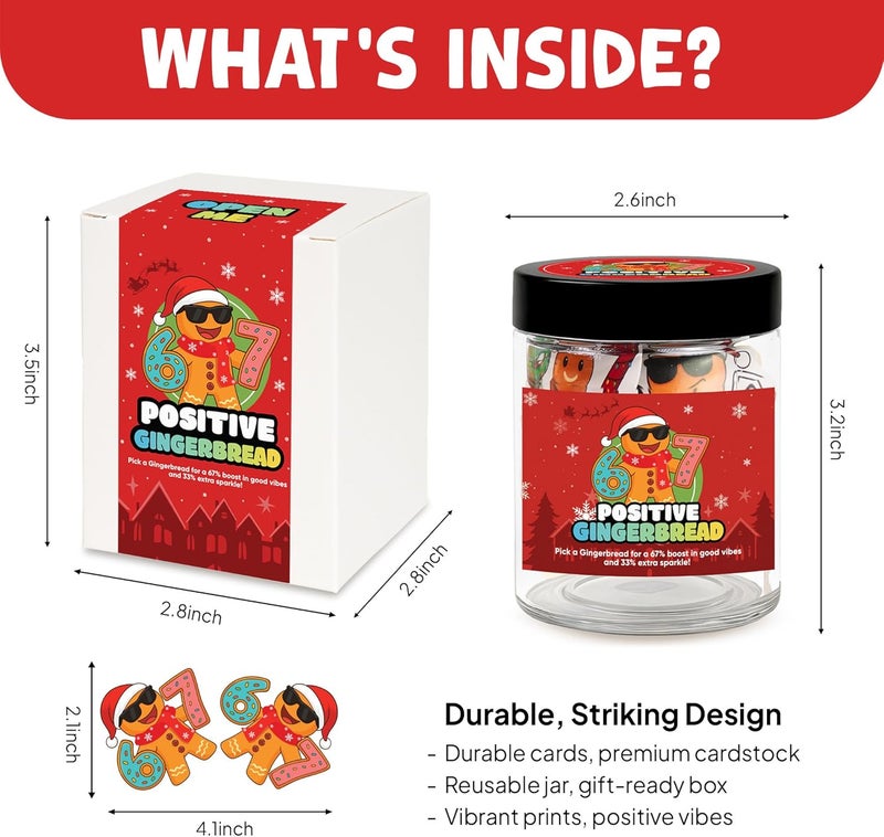 BOYESE Positive Gingerbread 67 Jar with 60 Affirmation Card, Christmas Emotional Support Gingerbread Gifts for Women, Kids, Teens, 67 Gifts, Stocking Stuffer for Teen Girls, Boys, Women, Men - Image 3